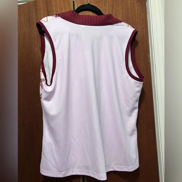 Lady Hagan Bias Clubhouse Plaid Pink Sleeveless Polo - Picture 5 of 5